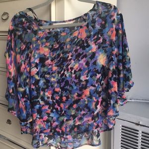 Mink Pink watercolor batwing top